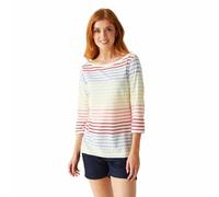 Regatta Haut Bayletta à Manches 3/4 pour Femme T-Shirt, Blanc/Multicolore, 46