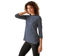 Regatta Haut Bayletta à Manches 3/4 pour Femme T-Shirt, Bleu Marine/Blanc, 48
