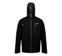 Regatta Homme Veste Technique Birchdale Imperméable Respirante avec Capuche Fixe Réglable Jackets Waterproof Shell, Black/Magnet, M EU