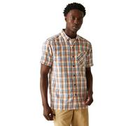 Regatta Mindano VIII Chemise à Manches Courtes pour Homme, Carreaux Bleu Roi/Kaki, S