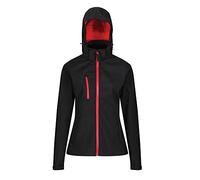 Regatta Professional Women's Venturer 3-Layer Printable Hooded Softshell Jacket Veste, Noir (Rouge Classique), 44 Femme