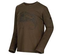 Regatta T-Shirt Manches Longues Junior Wendell 100% Coton Coolweave avec imprimé Graphique T-Shirts Enfant Dark Khaki FR : S (Taille Fabricant : 128)