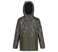 Regatta Veste Junior à Capuche Selwyn imperméable avec Doublure Chaude en Polaire Sherpa et imprimé sur l'ensemble Parka imperméable Enfant Dark Khaki/Dark Khaki FR : M (Taille Fabricant : 140)
