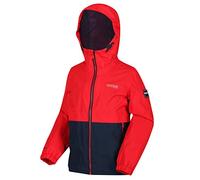 Regatta Veste Junior Haskel imperméable avec Capuche, Ouvertures zippées et Bandes réfléchissantes Jackets Waterproof Shell Enfant True Red/Navy FR: 5XL (Taille Fabricant: 15-16)