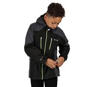 Regatta Veste protectrice Junior Calderdale Imperméable et Respirante avec Bandes réfléchissantes et Poches à la Poitrine Jackets Waterproof Shell Enfant Black/Seal Grey FR: L (Taille Fabricant: 7-8)