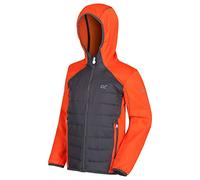 Regatta Veste Technique Junior KIELDER IV déperlante, légère et Isolante avec Partie Avant rembourrée + Capuche et Manches Stretch Veste Enfant Blaze Orange/Magnet FR : XS (Taille Fabricant : 116)
