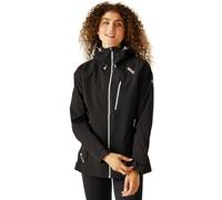 Regatta Veste Technique protectrice Birchdale Imperméable et Respirante avec capuche réglable et Poche à la poitrine Jackets Waterproof Shell Femme Black(White) FR: M (Taille Fabricant: 14)