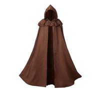 Regenboog Cape à capuche Renaissance pour homme et femme, cape médiévale pour adulte, cape viking avec collier d'épée viking, marron, 67inch/170cm