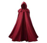 Regenboog Cape à capuche Renaissance pour homme et femme, cape médiévale pour adulte, cape viking avec collier d'épée viking, Rouge, 67inch/170cm