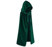 Regenboog Cape en velours avec capuche pour enfants, cape verte pour enfants, cape de costume d'Halloween, Noël, Renaissance, sorcière, sorcière, Mardi Gras, taille S, 60 cm
