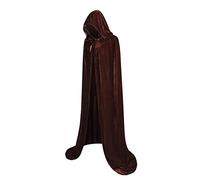 Regenboog Cape en velours marron avec capuche pour adultes, pour homme et femme, 170 cm, costume de Noël et d'Halloween, masque pour adultes, sorcière, sorcière, mardi gras, marron, 170 cm