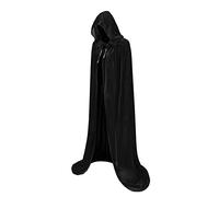 Regenboog Cape pleine longueur en velours noir avec capuche de 150 cm pour adulte, costume de Noël d'Halloween, bal masqué, sorcière, magicien, 150 cm
