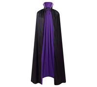 Regenboog Cape réversible pour femme, cape à col montant, cape noire et rouge avec capuche, cape violette, costume d'Halloween et de Noël, Col montant, noir et violet, 150 cm