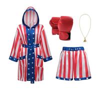 Regenboog Costume de boxe drapeau américain pour homme et femme, boxer en satin, ceinture, gants de boxe, robe américaine, costume d'Halloween, S
