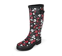 Regenliebe Bottes en caoutchouc pour femme Blossom Night High, Noir/blanc/rouge., 38 EU