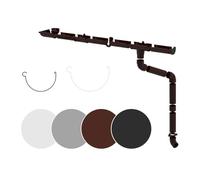 Regenrinnen Ensemble Complet Toits > 100m ² PVC en 4 Couleurs RainWay90 - Marron, Complet Set - 12 Mètres