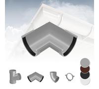 Regenrinnensystem - 90mm Plastique PVC, Séléction Composants - RainWay90 - gris, Pièce de Coin Intérieur 90°