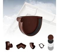 Regenrinnensystem - 90mm Plastique PVC, Séléction Composants - RainWay90 - Marron, Rinnenkappe Gauche