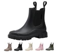 Regenschuhe Damen，Kurz Schlupfstiefel，Rutschsicher Wasserdicht Gummistiefel，Komfort Stylische Boots，Winddicht Abriebfest Regenstiefel，Fit Stiefeletten，Bequem Gartenschuhe，Outdoor Freizeitschuhe