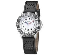 REGENT 2132822 Montre pour enfant, Montres Garçon, avec bracelet en cuir et chiffres arabes en aluminium à quartz Noir