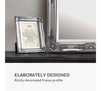 Rococo by Casa Chic - Cadre Photo 13x18 cm - Vitre en Verre avec Passe-Partout pour Photo 10x15 cm Inclus - Style Baroque - Argent