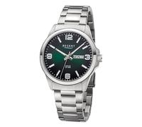 REGENT F-1529 Montre pour homme avec jour de la semaine et affichage de la date 20 ATM Verre saphir, Acier vert, Bracelet