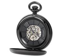 Regent Montre de Poche pour Homme avec mécanisme mécanique à remontage Manuel - Fond en Verre avec Vue sur Le Squelette - avec Couvercle à Rabat en Acier Inoxydable