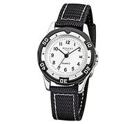 Regent montre avec bracelet fashion analogique Textile en tissu pour enfant - Bracelet Noir à Quartz urf318