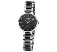 Regent Montre Bracelet pour Femmes Analogue Céramique Argent Noir URF1462