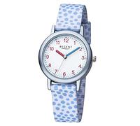 REGENT Montre-bracelet pour fille - Montre junior avec motif à pois - Bracelet en tissu - Chiffres arabes - Quartz, bleu, lanière