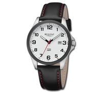 Regent Montre Bracelet pour Hommes Analogue Bracelet en Cuir Noir Rouge URBA780