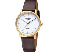Regent Montre Femme Bracelet en cuir Montre solaire analogique brun foncé URF1555