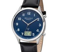 Regent Montre Homme FR-282 – Radio-pilotée analogique/numérique – Bracelet cuir noir