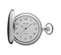 Regent P-21 Montre de poche Nouveau chromé Ø 51mm Quartz couvercle à ressort