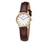 REGENT URF1560 Montre analogique pour femme avec bracelet en cuir marron, Or et blanc.