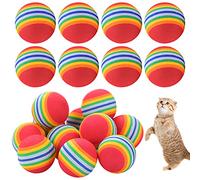 Regerly Balle Chat en Mousse, 20 Pcs Chat Jouets balles Boule d'arc-en-Ciel de Jouets de Chat Boule éponge en Mousse Souple pour Chiens et Chats pour Chiens Cat Play Exercise and Training