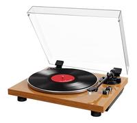 Regevo Platine Vinyle Bluetooth avec Stylet AT-3600L, Vitesse Réglable (33 et 45 TR/Min) - Contrôle Anti-Patinage et Réglage de la Tonalité pour Un Son Equilibré et Riche en Détails - Marron