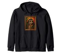 Reggae Cat Portrait Nuances Island Style Vintage Art Sweat à Capuche