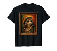 Reggae Cat Portrait Nuances Island Style Vintage Art T-Shirt