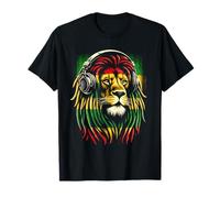 Reggae Lion Roar: Rasta with Headphones Vibe T-Shirt