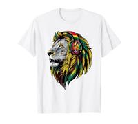 Reggae Lion Vibes Jamaican Pride avec Rasta et écouteurs T-Shirt