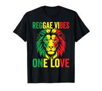 Reggae Vibes One Love Lion Rasta Colors Positive Art Design T-Shirt