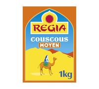 REGIA - Couscous Moyen - 100% Blé Dur, Grain Moelleux et Léger - Qualité Supérieure Sélectionné - le paquet de 1 kg - Le Lot De 4