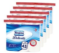 Regina Delicatis Papier toilette, 45 rouleaux de 100 feuilles, 4 couches, structure de coussin d'air, doux, certifié NIZP-PZH