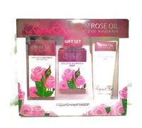 Regina Floris Coffret cadeau de cosmétiques roses - Crème hydratante 30 ml, gel douche 75 ml et savon naturel à la rose 50 g dans un coffret cadeau