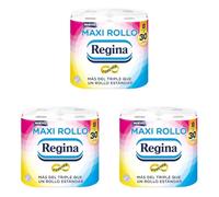 Regina Maxi rouleau - 8 rouleaux de papier toilette, 500 feuilles à 2 couches par rouleau, plus du triple qu'un rouleau standard, emballage en plastique recyclé à 60%, papier 100% certifié FSC®