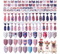 Reginary Lot de 200 bandanas pour chien du 4 juillet avec nœuds papillon et écharpe colorée lavable triangulaire pour l'été de petite, moyenne et grande taille
