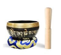 REGIS Ensemble de bols chantants tibétains - Décoration zen pour soulager le stress et la pleine conscience - Fabriqué à la main au Népal pour la guérison et la pleine conscience (noir, 7,6 cm)
