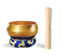 REGIS Ensemble de bols chantants tibétains - Décoration zen pour soulager le stress et la pleine conscience - Fabriqué à la main au Népal pour la guérison et la pleine conscience (doré, 7,6 cm)