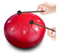 REGIS Tambour à langue en acier de 15,2 cm à 8 notes - Instrument de percussion musical pour l'extérieur - Cadeau de musicien pour la famille et les amis (rouge)